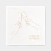 Met de hand getekende "Proost" Champagne Persoonli Folie Servetten (Voorkant)