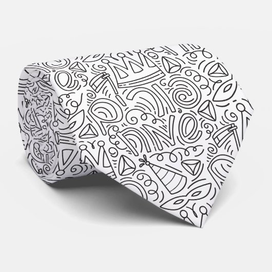 Met de hand getekende Purim stropdas in Doodle sti (Opgerold)