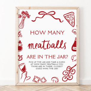 Met de Hand Getekende Raad Hoeveel Balletjes Bruil Poster