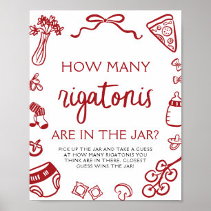 Met de hand getekende Raad hoeveel Rigatonis Baby Poster