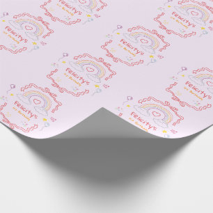 Met de Hand Getekende Regenboog Verjaardagsfeestje Cadeaupapier
