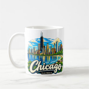 Met de hand getekende reis kunst landmark Chicago Koffiemok
