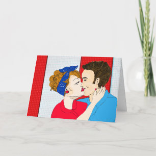 Met de hand getekende Retro Art Stel's Liefje van Kaart