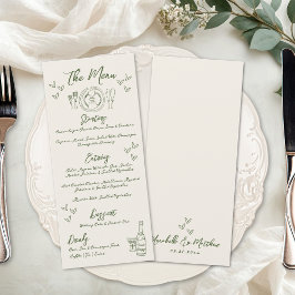 Met de Hand Getekende Retro Bruiloft Menu