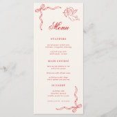 Met de Hand Getekende Retro Cupido Rood Cherub Vin Menu (Voorkant)