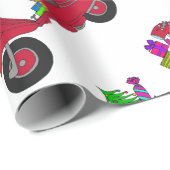 Met de hand getekende retro kerstscooter cadeaupapier (Rol Hoek)
