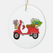 Met de hand getekende retro kerstscooter met cadea keramisch ornament (Links)