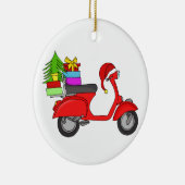 Met de hand getekende retro kerstscooter met cadea keramisch ornament (Rechts)