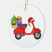 Met de hand getekende retro kerstscooter met cadea keramisch ornament (Links)
