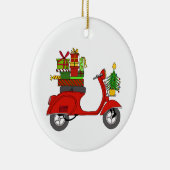 Met de hand getekende retro kerstscooter met gesch keramisch ornament (Rechts)