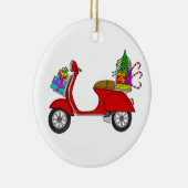 Met de hand getekende retro kerstscooter met gesch keramisch ornament (Rechts)