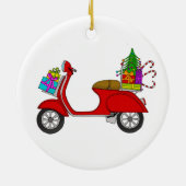 Met de hand getekende retro kerstscooter met gesch keramisch ornament (Achterkant)