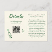 Met de Hand Getekende Retro Schets Groene Trouwdet Informatiekaartje (Voorkant)
