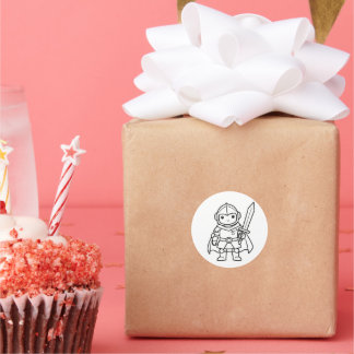 Met de Hand Getekende Ridder Doodle Sticker – Scha