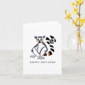 Met de hand getekende Ringstaartmaki - Wilde diere Kaart (Gele Bloem)