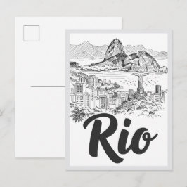 Met de hand getekende Rio de Janeiro Brazilië scèn Briefkaart