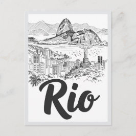 Met de hand getekende Rio de Janeiro Brazilië scèn Briefkaart