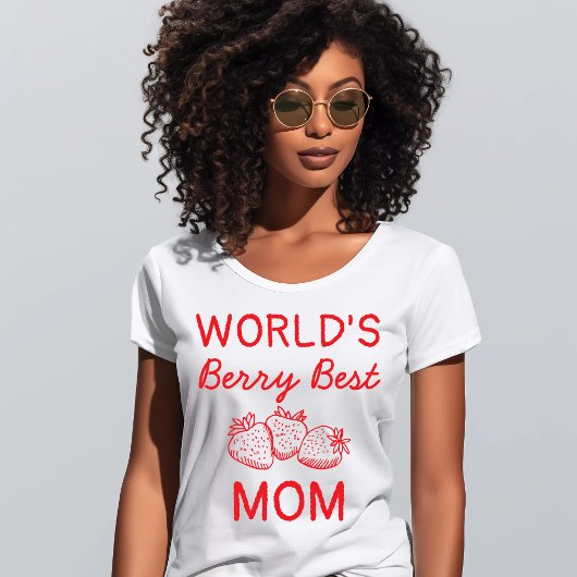 Met de Hand Getekende Rode Aardbei Beste Moeder Mo T-shirt