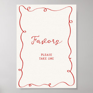 Met de Hand Getekende Rode Frame Favorieten Poster