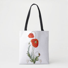 Met de hand getekende rode klaproos illustratie kl tote bag