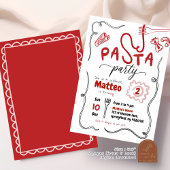 Met de hand getekende rode pasta feest verjaardag kaart