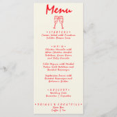 Met de hand getekende rode retro eigenzinnige unie menu (Voorkant)