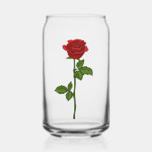 Met de hand getekende rode roos kan glas (Voorkant)