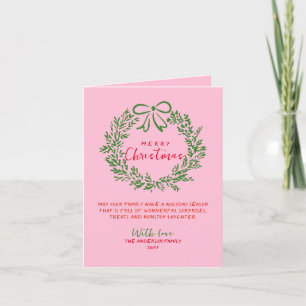 Met de hand getekende rode roze groene boog krans feestdagen kaart