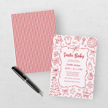 Met de Hand Getekende Rode Roze Santa Baby Vakanti