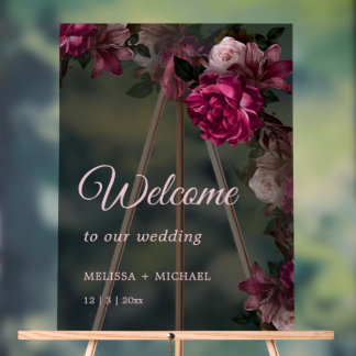 Met de Hand Getekende Romantische Rozen Huwelijksb Acryl Bord