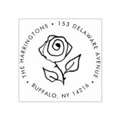 Met de Hand Getekende Roos Romantisch Rond Retoura Rubberstempel (Afrduk)