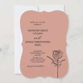 Met de Hand Getekende Roos Stof Terracotta QR Brui Kaart