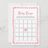 Met de Hand Getekende Roze Baby Shower Baby Bingo  Kaart (Voorkant)