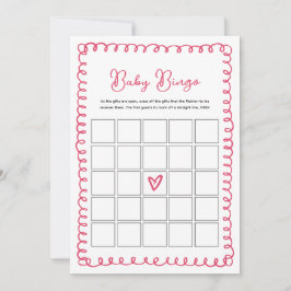 Met de Hand Getekende Roze Baby Shower Baby Bingo  Kaart