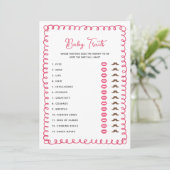 Met de Hand Getekende Roze Baby Shower Baby Kenmer Kaart (Staand voorkant)