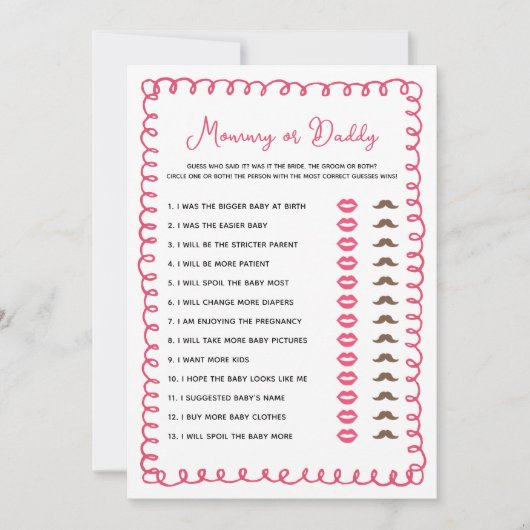 Met de Hand Getekende Roze Baby Shower Baby Mama o Kaart (Voorkant)