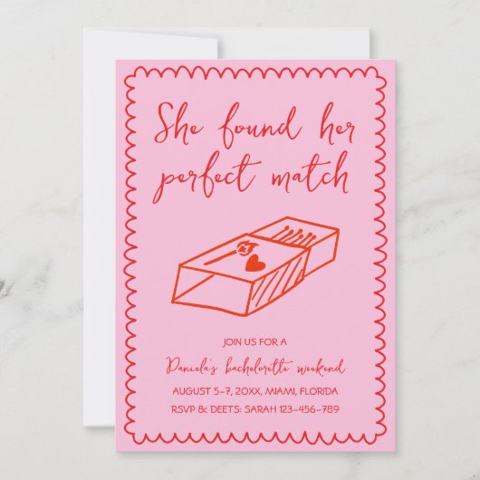 Met de Hand Getekende Roze Bachelorette Weekend Pe Kaart (Voorkant)