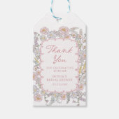 Met de hand getekende roze bloem bruidsfeest cadea cadeaulabel (Voorkant)