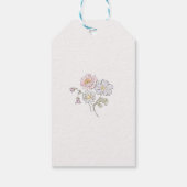 Met de hand getekende roze bloem bruidsfeest cadea cadeaulabel (Achterkant)
