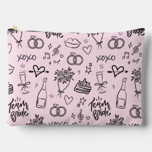 Met de Hand Getekende Roze Bruidsdouche Doodle Etui