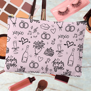 Met de Hand Getekende Roze Bruidsdouche Doodle Etui