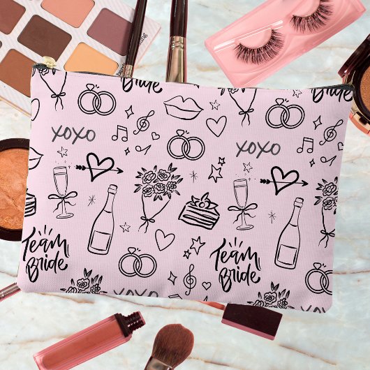 Met de Hand Getekende Roze Bruidsdouche Doodle Etui