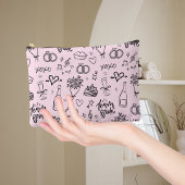 Met de Hand Getekende Roze Bruidsdouche Doodle Etui