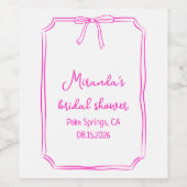 Met de hand getekende roze bruidsdouche uitnodigin wijn etiket (Enkel label)