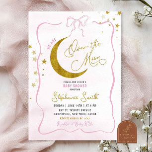 Met de hand getekende roze coquette Over The Moon Kaart