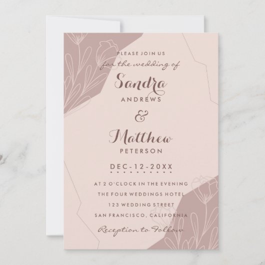 Met de hand getekende roze crème elegant florale b kaart (Voorkant)