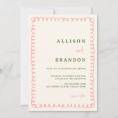 Met de Hand Getekende Roze en Groene Plezierige Tr Kaart (Voorkant)