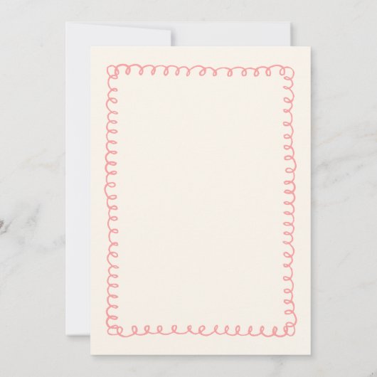 Met de hand getekende roze en groene vun bruiloft kaart (Achterkant)