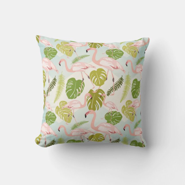 Met de hand getekende roze flamingschets.  illustr kussen (Voorkant)