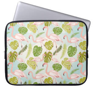 Met de hand getekende roze flamingschets. illustr laptop sleeve